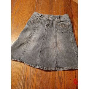 Juniors Jr Size 5 Rewind Blue Denim Blue Jean Midi Skirt Stretch Double Button